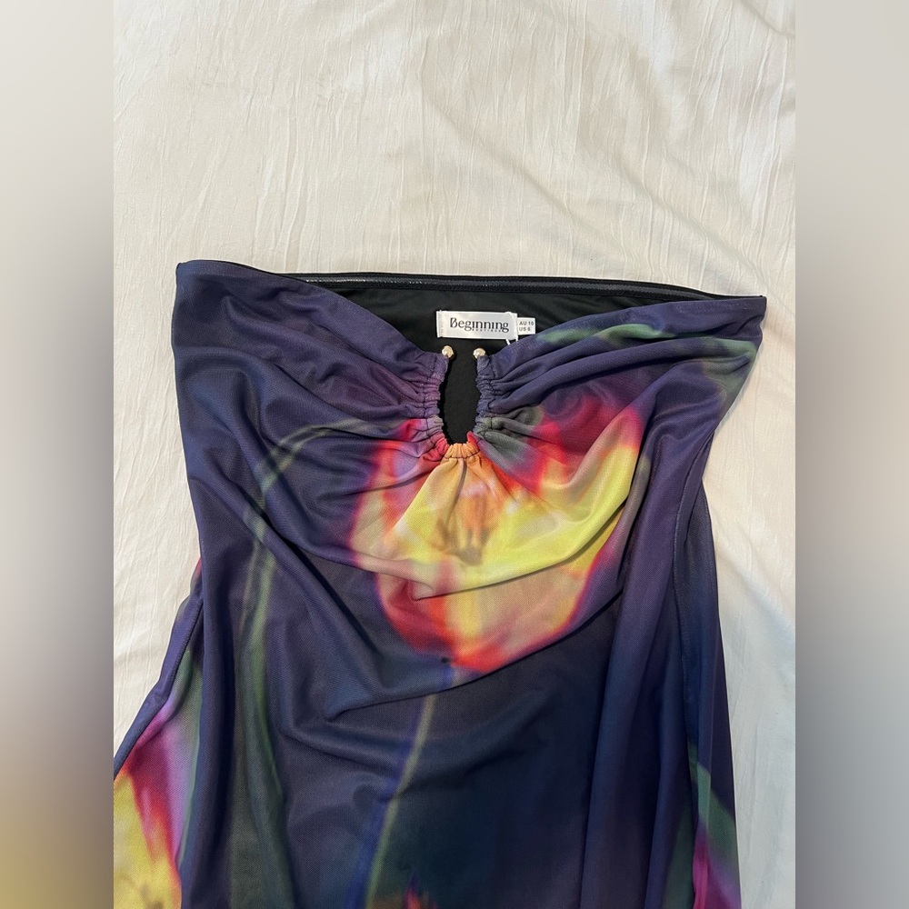 BEGINNING BOUTIQUE ✨- Millie Black Floral Strapless Dress